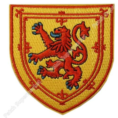 3.5" SCOTLAND FLAG SHIELD EMBROIDERED PATCH COAT OF ARMS EMBLEM LION RAMPANT SCOTTISH FLAG Iron-on Uniform SHOULDER