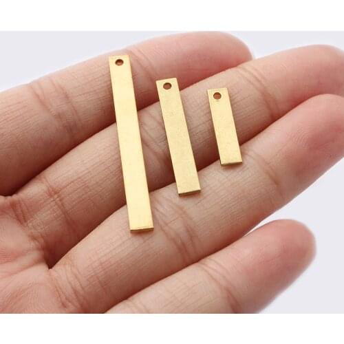 30pcs Raw Brass Rectangle Charm Pendant For DIY Jewelry Necklace Making Finding