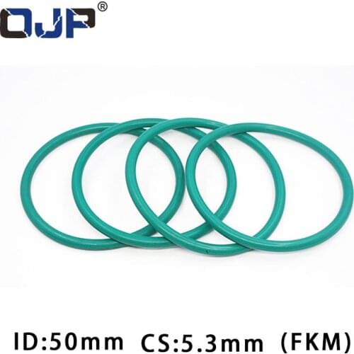 5PCS/lot Rubber Ring Green FKM O ring Seals 5.3mm Thickness ID50mm Rubber O-Rings Seal Gasket Fuel Sealing Oil ORing Washer
