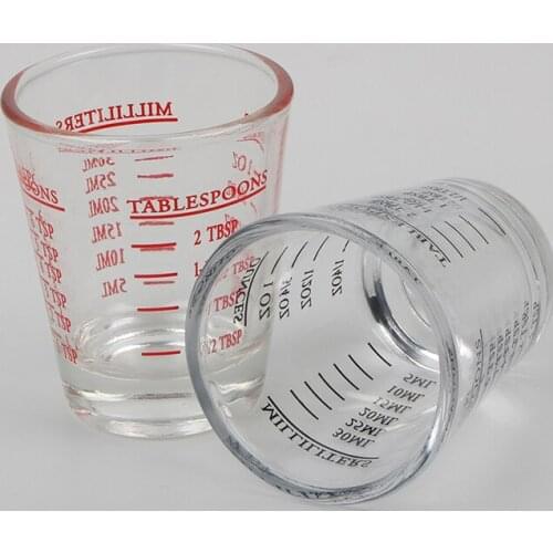 50ml/100ml Thickened Graduated Glass Oz Ounce Cup Measuring Cup Shot Glasses Kitchen Home Measure Supplies