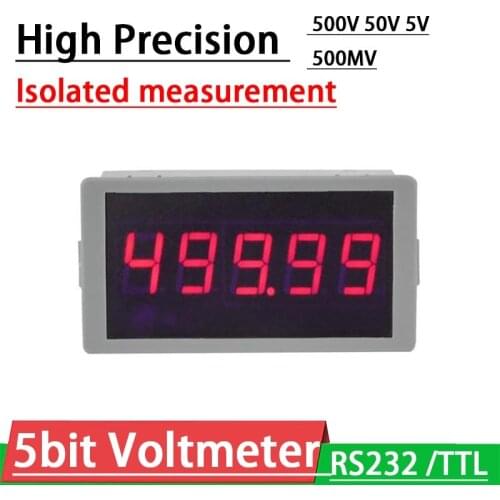5bit Multifunction High Precision DC Voltmeter 500V 50V 5V 500mV LED Digital volt Meter Isolated Tester RS232 Serial alarm