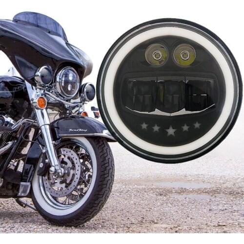 7 Inch Black Motorcycle Parts moto LED Headlight With Angle Eyes For Harley Street Glide Softail FLHX FLD Yamaha Road Star