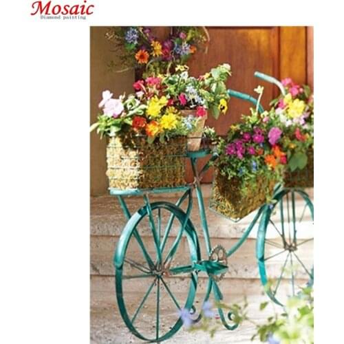5D diy Diamond Painting Full Drill Square round Flower Bicycle Diamond Embroidery Stitch Rhinestone Picture Home Decor gift