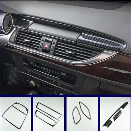 Car Console Navigation Panel Air Cover Trim Carbon Fiber Sticker Gear Strips For Audi A6 C7 A7 2012-2018 Interior Accessories