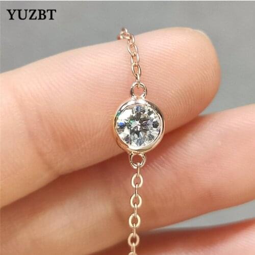 18K Rose Gold Plated Excellent Cut Cute Round Bubble Gemstone Bracelet Diamond Test Past Total 0.5 ct D Color Moissanite Chain