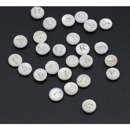 Natural freshwater shell beads round holes Letters Beads Golden Plated A-Z for jewelry making DIY necklace bracelet accessories