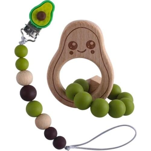 Baby Pacifier Chain Infants Silicone Beads Teething Soother Toy Beech Avocado Bracelet Teether Nipple Dummy Clip Holder