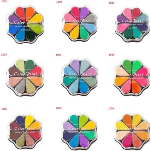 Ink Pad Cute 8 Colors Water Drop Petal Ink Pad Stamp DIY Finger Painting Craft Kids Student Stationery