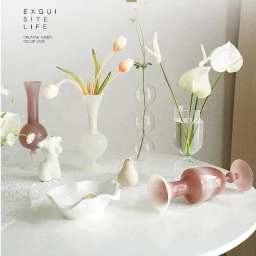 INS Style Flower Vase Glass Bottle Potted Dry Flower Vases Hydroponic Terrarium Arrangement Plant Holder Desktop Container Decor