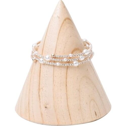 Unfinished Cone Wood Jewelry Rack Display Wooden Storage Case Watch Holder