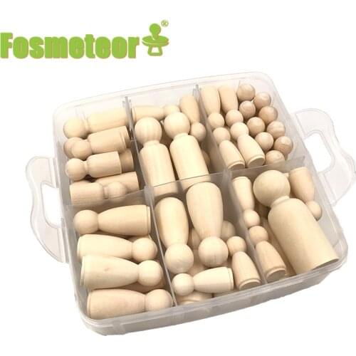 Fosmeteor Wooden Peg Dolls Maple Unpainted Kids Birthday Gifts Handmade Unfinished Weddings Cake Dolls Decor Dolls Teething Toys