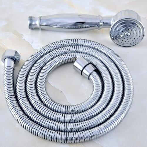 HotelSpa Polished Chrome Silver 59" Extra Long Flexible Tube Stretchable Hose Pipe & Hand Held Spray Shower Head Dhh023