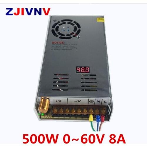 500W 0~60V 8A switching power supply AC-DC For Electronics Led Strip Display Digital voltage 0-60vdc full range adjustable