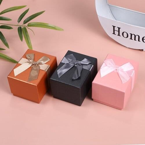 Ribbon Jewelry Box Gifts Case Bracelet Watch Candy Packaging Boxes Cardboard Sponge Square Package Accessories Fit Dropshipping