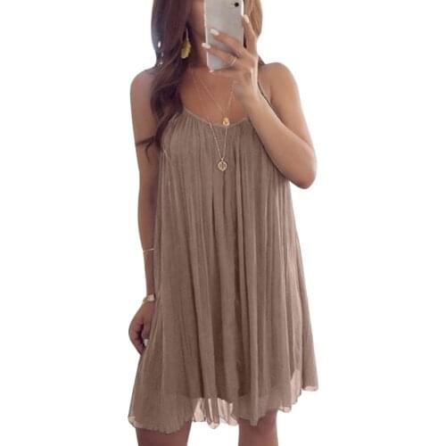 Sweet Pleated Strapless Mini Dress Women Solid Color Chiffon Spaghetti Strap Backless Slip Sexy Summer High Waist hot