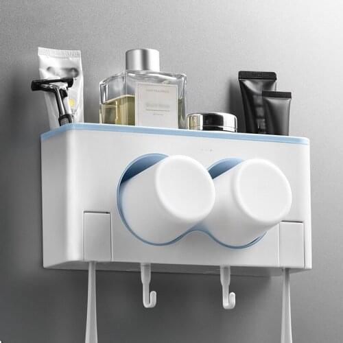 Suction Wall Toothbrush Holder Multifunctional Creative Couple Wash Storage Box Bathroom Toothbrush Cup Suction Free Punch Rack