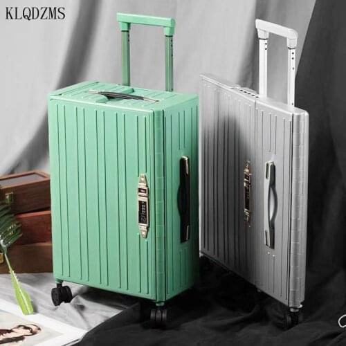 KLQDZMS Fashionable Spinner Luggage extra-thin Foldable Trolley Suitcase 20 Inch PC Creative Cabin Rolling Bag