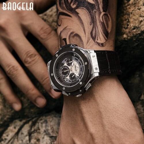 BAOGELA hommes montres hommes horloge de luxe marque Quartz Sport montre Rose chronographe mode montre-bracelet pour hommes