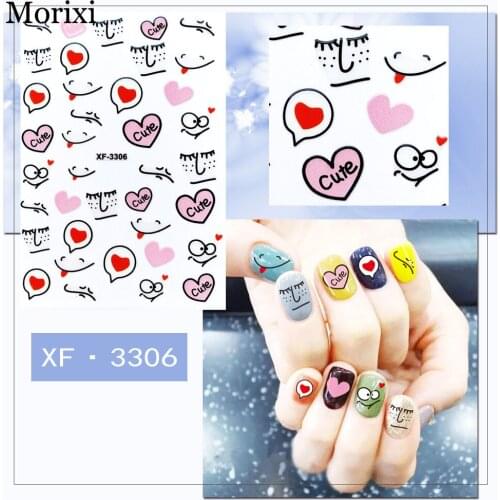 Morixi nail art Cartoon sticker for women children nail tips decoration back self glue manicure nail wraps XF001