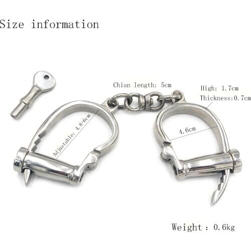 Pure Stainless Steel Hand cuffs, BDSM Bondage Lockable Handcuffs Steel Erotic Adult Games Sex Toys For Couples Handboeien