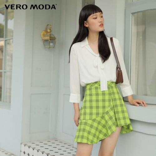 Vero Moda Women Plaid Ruffle Plaid Irregular Hem Skirt | 320316034