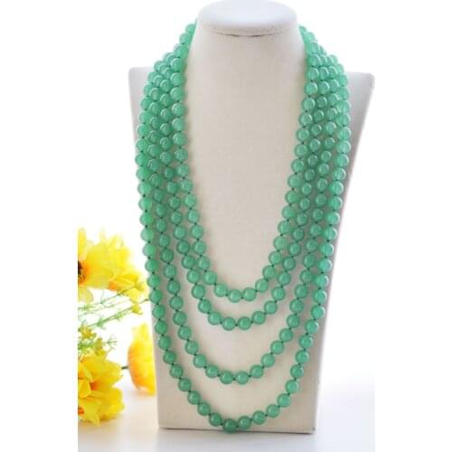 S2460 18"~ 100" 10mm Round green Jade & jasper Bead Necklace