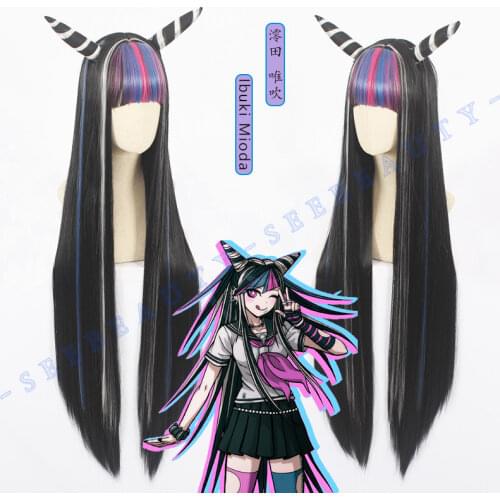 New Danganronpa Mioda Ibuki Cosplay Wigs 100cm Long Heat Resistant Synthetic Hair Perucas Cosplay Wig + Wig Cap