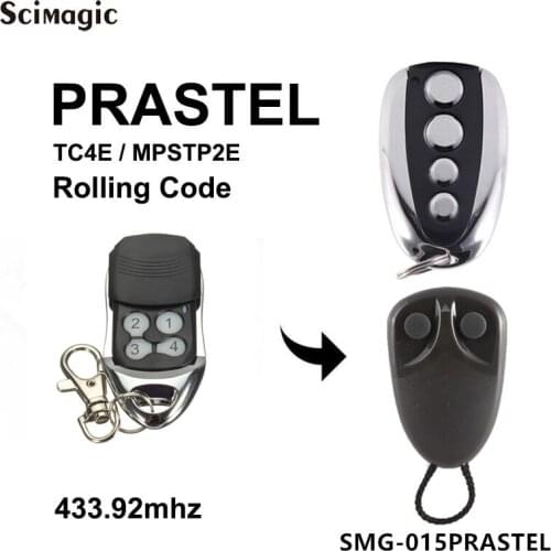 PRASTEL TC4E Garage Door 433.92mhz Remote Control Rolling Code PRASTEL MPSTP2E Handheld Transmitter Gate Command Door Opener