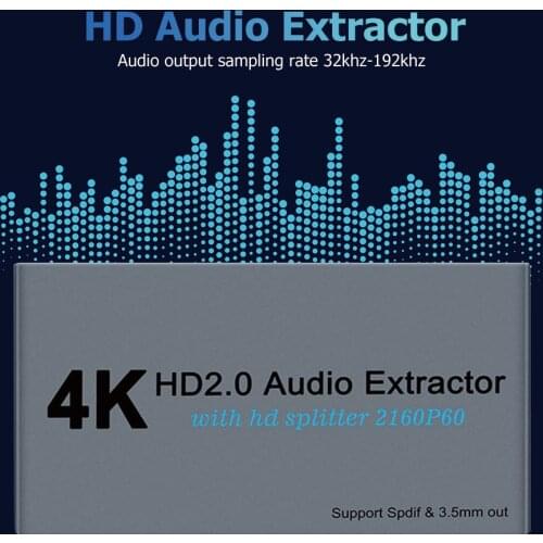 3.5mm Audio Extractor Converter E12A HDMI-compatible to + SPDIF + 4K 2.0 Splitter for Household Computer Accessory