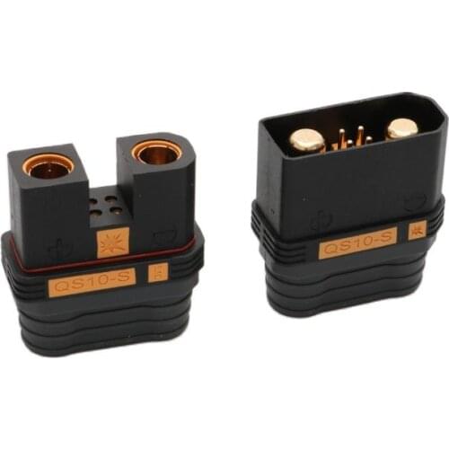 2PC QS10-S Anti-spark Battery Connector Large Current Male Female Gold Plated Plug for RC Car Model Plant Agriculture UAV Drone
