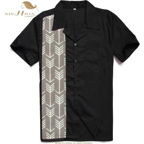 SISHION Rockabilly Shirt Men Casual Vintage Cotton Punk Rave Tops ST110 Short Sleeve Hip Hop Dress Shirts Men Clothes Steampunk