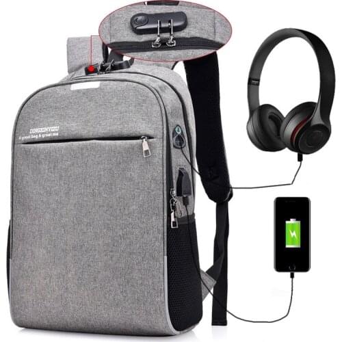 Korean Style USB Charging Anti-theft Backpack 15 15.6 inch for Teens Anti theft Backpack Male Casual Men Anti thief back pack