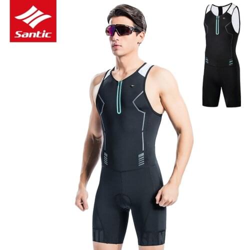 Santic TOP Men Cycling Jersey Set Sleeveless One-piece Cycling Skinsuit Breathable Triathlon MTB Road Bike Cycling Clothing Set