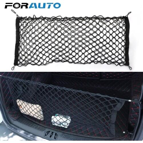 Car Trunk Rear Storage Net Bag Cargo Luggage Nylon Elastic Mesh Car Trunk Organizer Hanging Nets Pocket With 4 Plastic Hooks