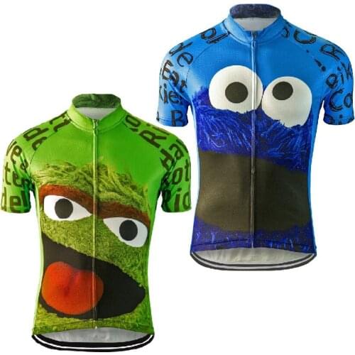 Blue Green Mens Short Sleeve Cookies Cycling Jersey Cycling Clothes Summer Blue Cycling Top Bike Top MTB Road Wear