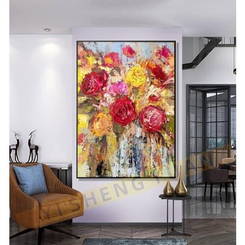 Nordic Home Decor Modern Abstract Paintings Big Picture Beautiful Flowers Canvas Painting Wall Art Indie Room Decor Living Room