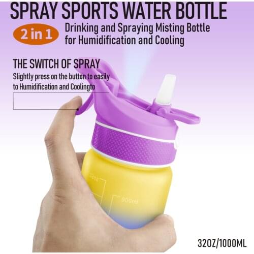 Spray sports water bottle Drinking and Spraying Misting Bottle 2 in 1 for Humidification and Cooling