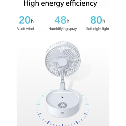 USB Wireless Folding Retractable Fan Humidifying Silent Water Cooling Fan With Charging Remote Control Shaking Head ABS Fan