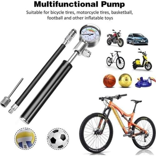 Mini 210PSI Bike Pump With Pressure Gauge Hand Cycling Aluminum Beautiful Mouth And French Mouth Pump Bike Accessories