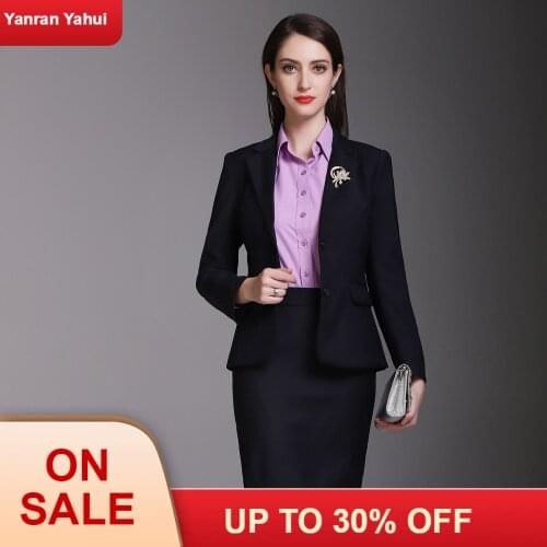 High Quality Autumn and Winter Small Suit Womens Suit Office Suit Black Suit Pants Two Suits of Office Suit Womens Skirt