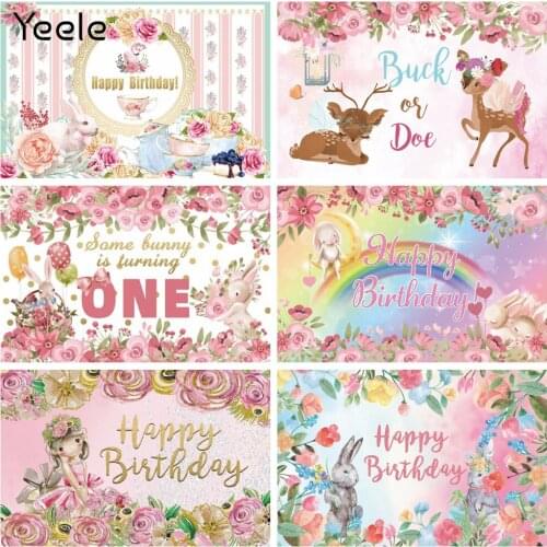 Yeele Baby Birthday Gender Reveal Party Flowers Animal Photography Backdrop Photographic Decoration Backgrounds For Photo Studio