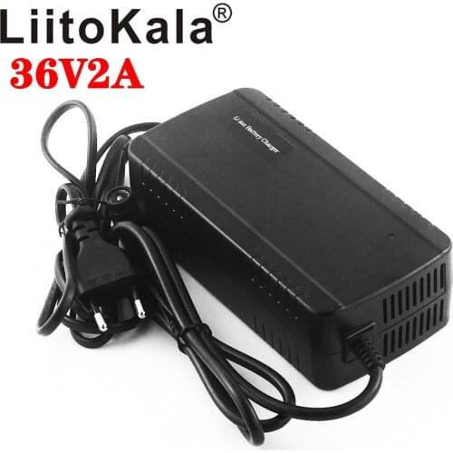 LiitoKala 36V 48V 2A battery charger 42V 54.6V 2A Charger 100-240V Input Lithium Li-ion Charger For 10 Series 36V Electric Bike