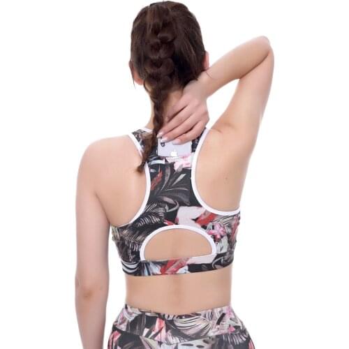 Women Sports Bra With Phone Pocket Print Yoga Top Fitness Running Wear Haut Femme Padding Gym Bras Wireless Top Deportivo Mujer