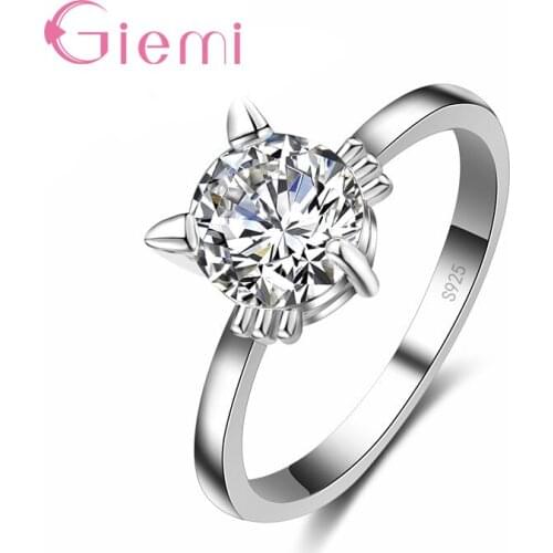 Lovely Sweet Cat Finger Ring 925 Sterling Silver Jewelry CZ Crystal For Woman Girlfriend Korean Style Best Quality Anel