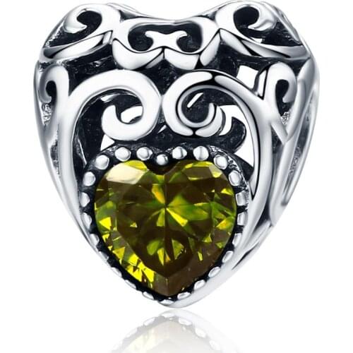 ANNA QUEEN August Birthstone Charms Leaves Wave Heart Bead Charms fit Charm Bracelet Necklace