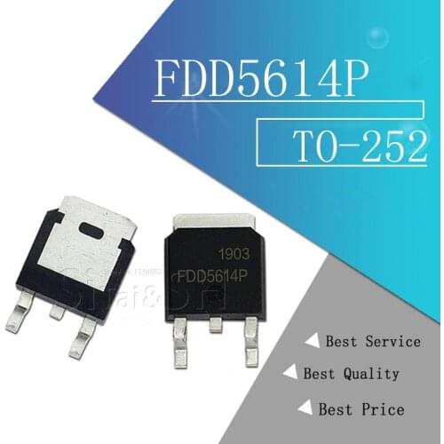 10PCS FDD5614P FDD5614 TO-252 MOSFET 60V P-Ch PowerTrench