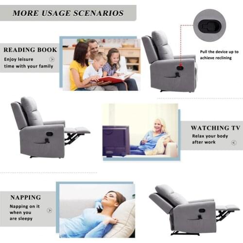 12 Massage Points Polyester Strong Loading-bearing Reclining Chair for Relaxation