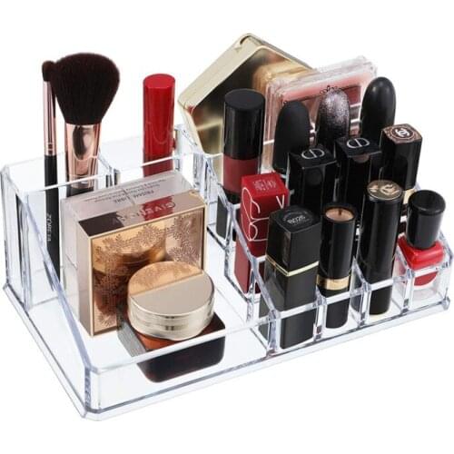 16 Grids Clear Acrylic Makeup Organizer Desktop Cosmetic Storage Box Lipstick Nail Polish Holder Women Makeup Brush Storage Box