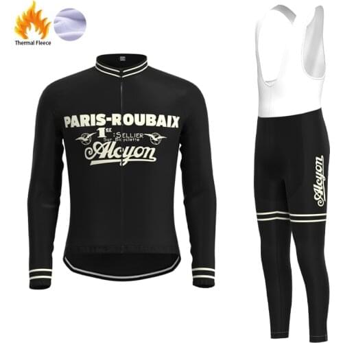 1989 Competition Alcyon Team Retro Man Fleece Cycling Jersey Long sleeve Set clothing Mtb Biker Jersey Outfit maillot ciclismo