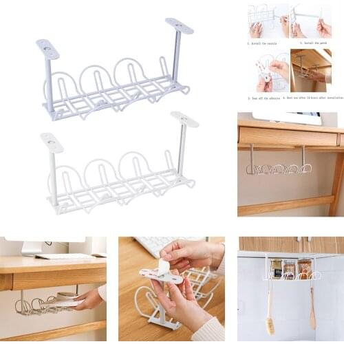 2 Color Home Living Room Storage Rack Under Desk Cable Management Tray Wire Cord Power Strip Adapter Organizer Shelf